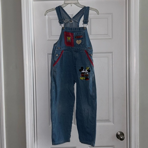 Mickey Mouse 90s youth overalls size 7 vintage - Picture 1 of 7